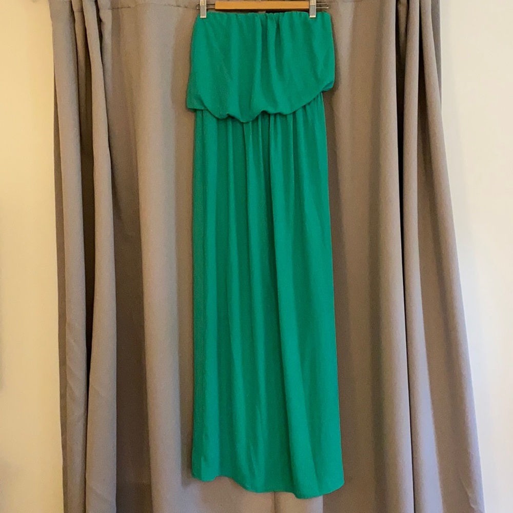 Green Strapless Maxi Dress